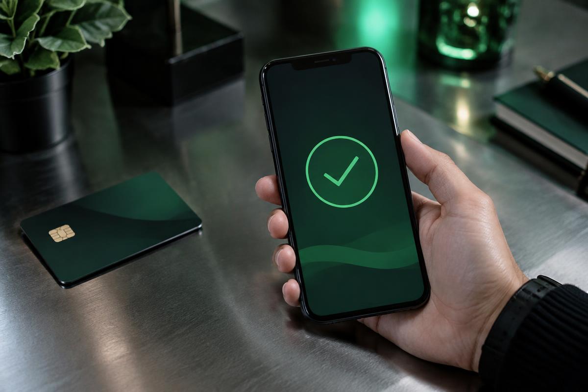 Approved account transfer confirmed on a phone